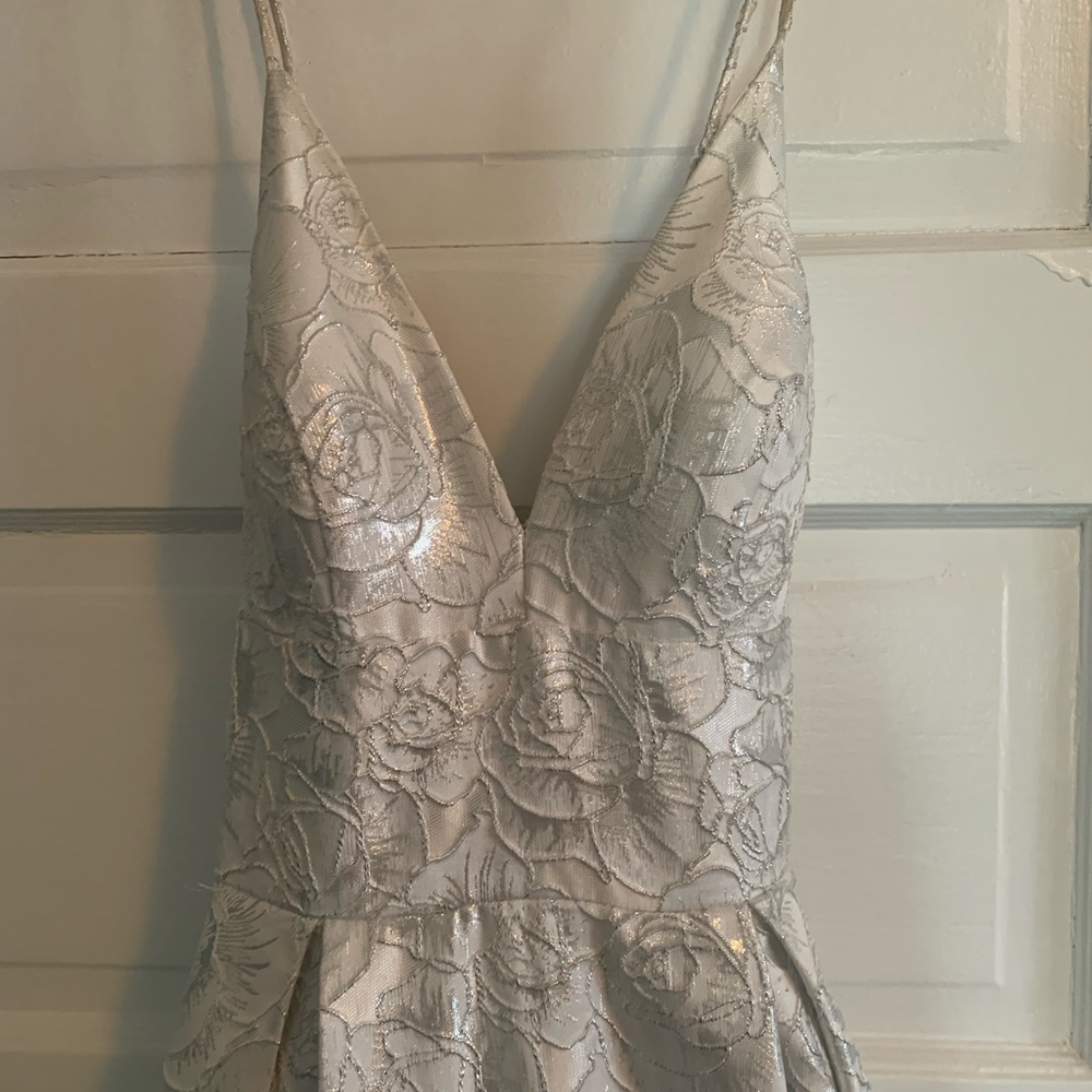 White and silver engagement or prom dress